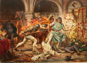 Śmierć Przemysła II (Jan Matejko) Przemysł miał zostać porwany do Brandenburgii, ale skromne straże królewskie wdały się w walkę z napastnikami; w walce tej ciężko raniono Przemysła, po czym uprowadzono go; z powodu rozległej rany i upływu krwi, nie mógł utrzymać się w siodle i opóźniał ucieczkę; napastnicy dobili go i porzucili ciało we wsi Sierniki