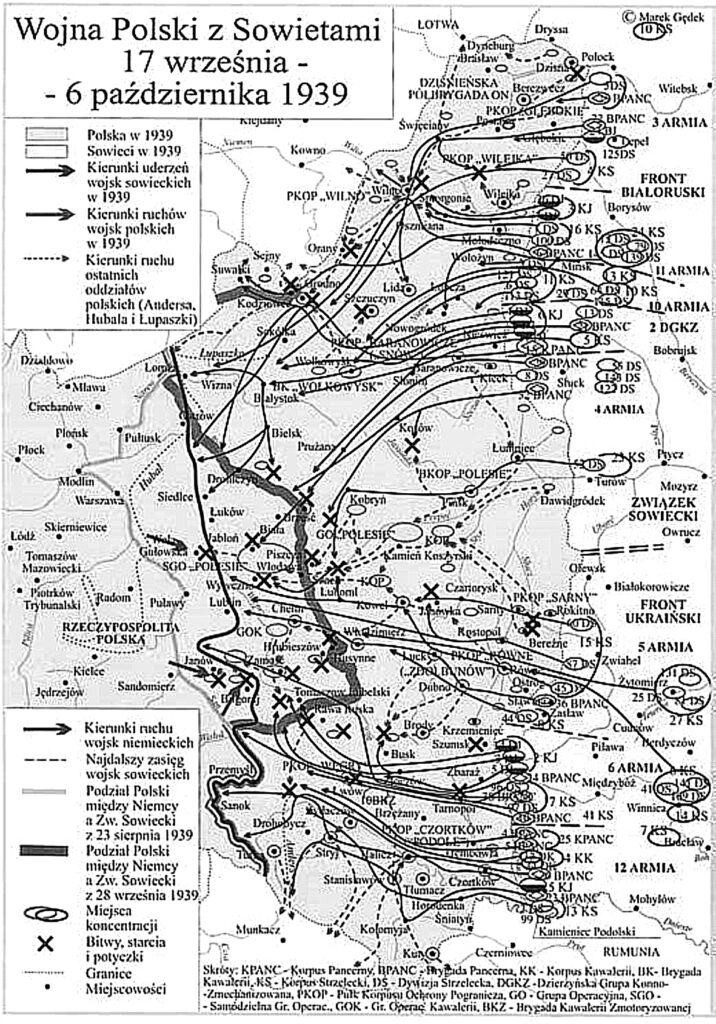 Działania zbrojne na froncie polsko-radzieckim we wrześniu 1939 rokuŹródło: Hołubko W., Hryciuk W., Łysenko O., Historia wojen i sztuki wojennej, t. 3, Charków, 2019.