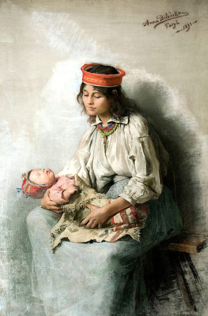 Szczęście matczyne (Hucułka z dzieckiem na kolanach), 1891, pastel, płótno, Muzeum Uniwersytetu Jagiellońskiego