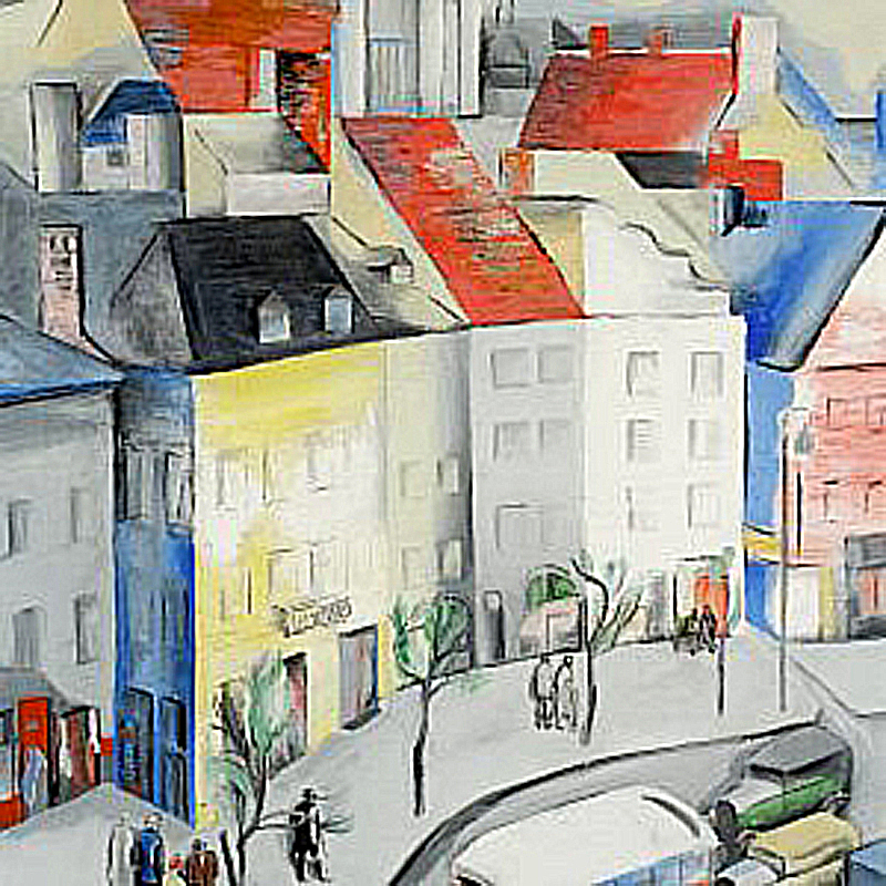 Maria Ewa Łunkiewicz-Rogoyska, Plac Zamkowy z widokiem na Stare Miasto, 1935, Muzeum Narodowe w Warszawie