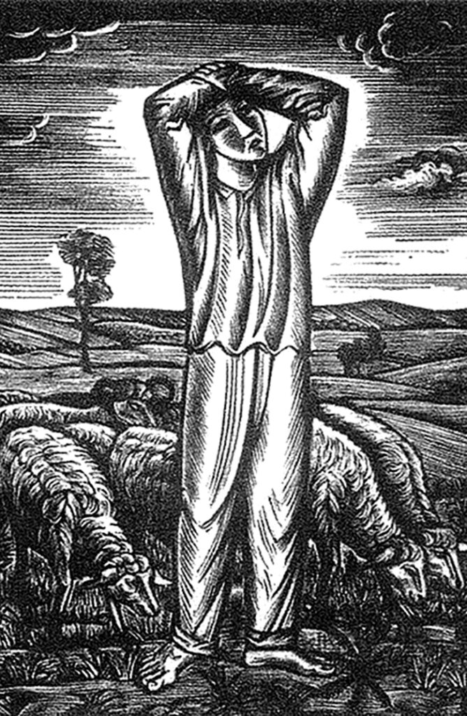 Ilustracja do wiersza Tarasa Szewczenki „Meni trzynadciatyj mynato” („Miałem trzynaście lat”), ksylografia, 1928.
